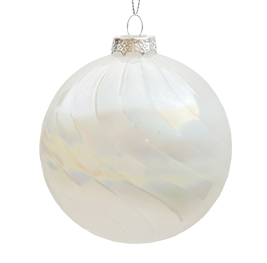 8cm Neves Irridescent White Ball Ornament