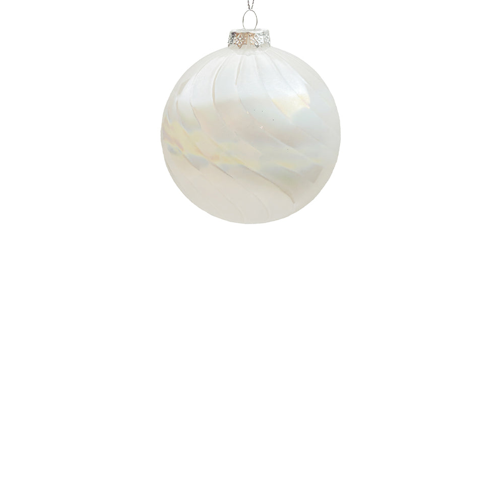 8cm Neves Irridescent White Ball Ornament