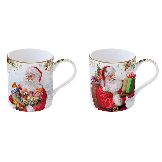 Santa is Coming Set of 2 350ml Mugs